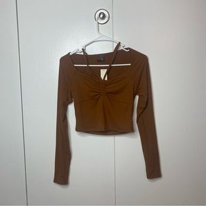 Francesca’s Copper Brown long sleeve crop top